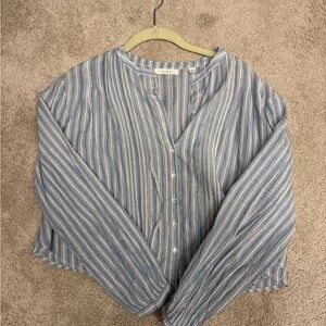 Doen Blue and White Striped Button-Down Shirt